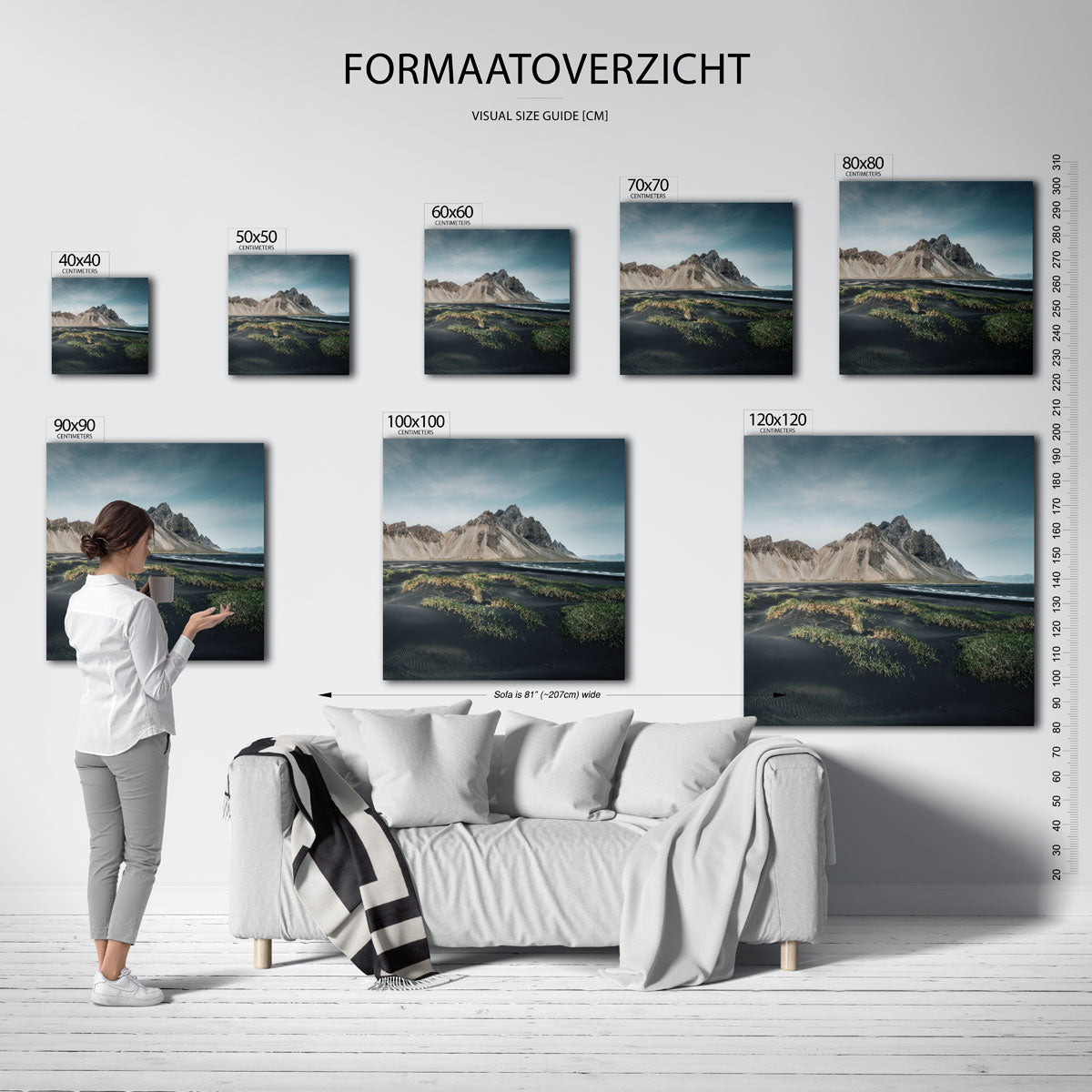 Berglandschap met zwarte zand Kunstwerk