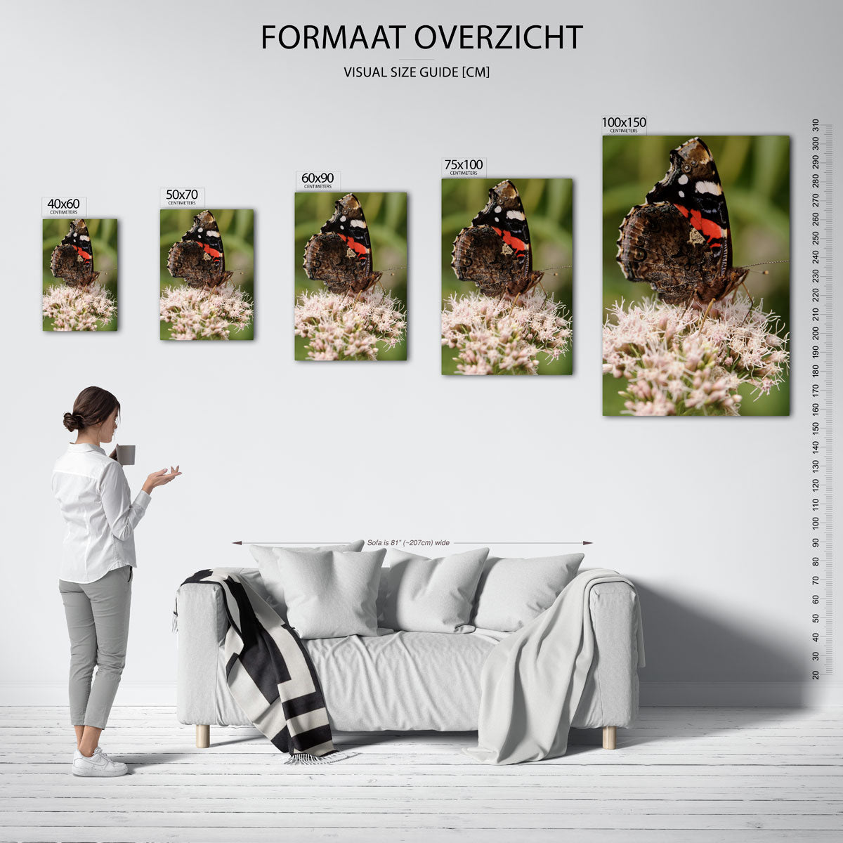 Vlinder op bloem Kunstwerk