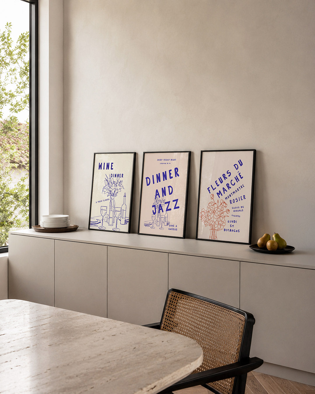 Lijnen en bloemen Posterset