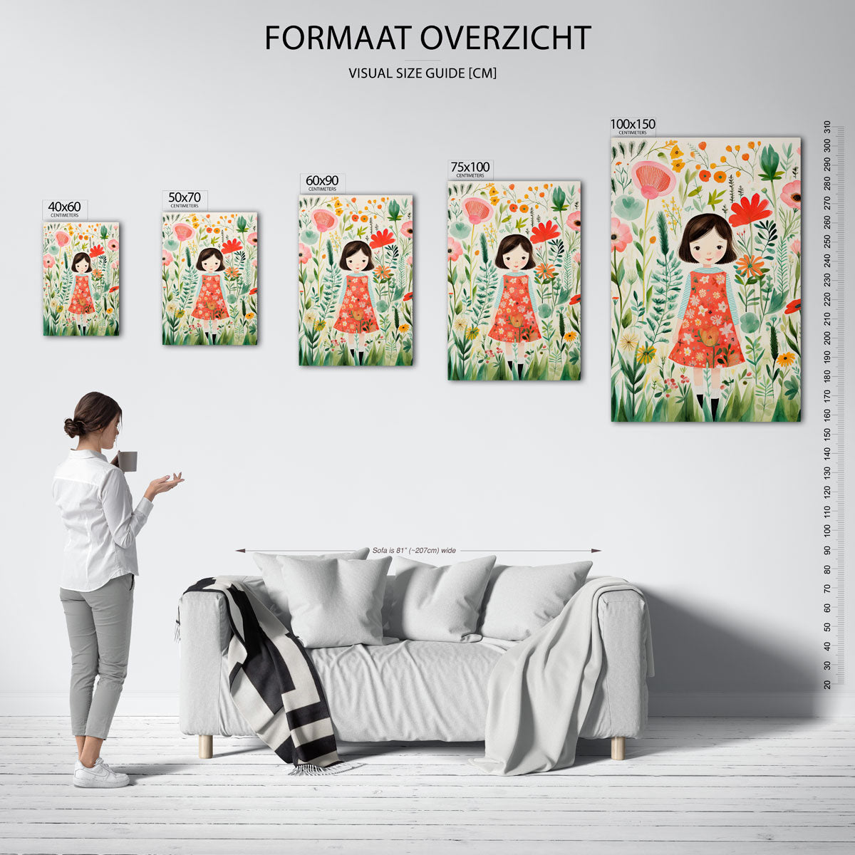 Bloemenmeisje illustratie Kunstwerk