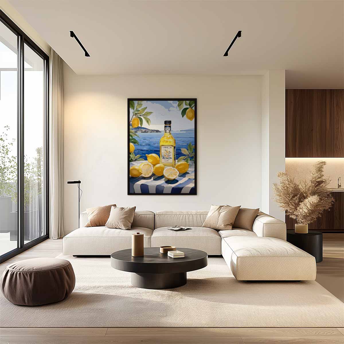 Zonnige Citroen aan Zee Kunstwerk-canvas-dibond-plexiglas-wanddecoratie-WallArtistic
