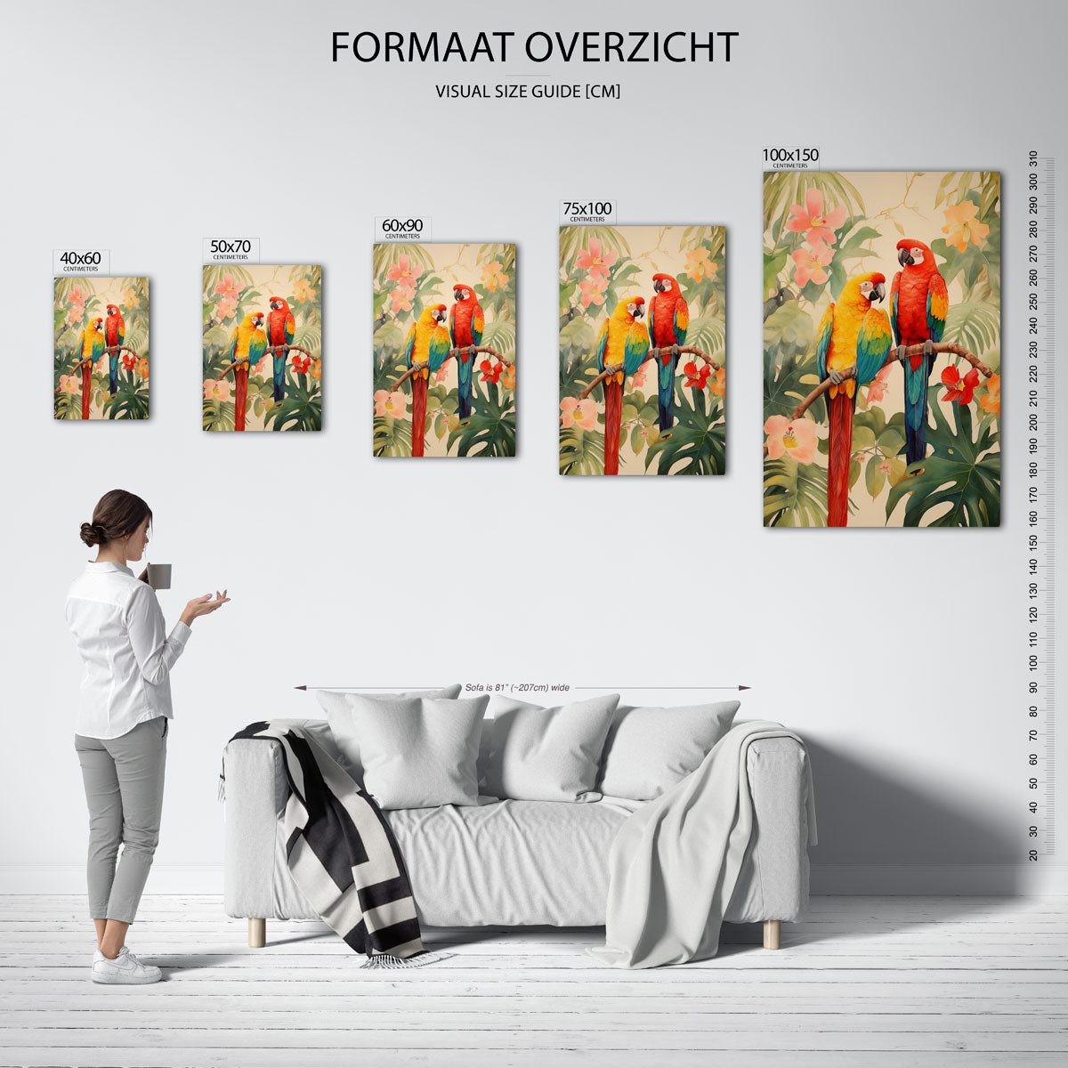 Tropische papegaaien Kunstwerk