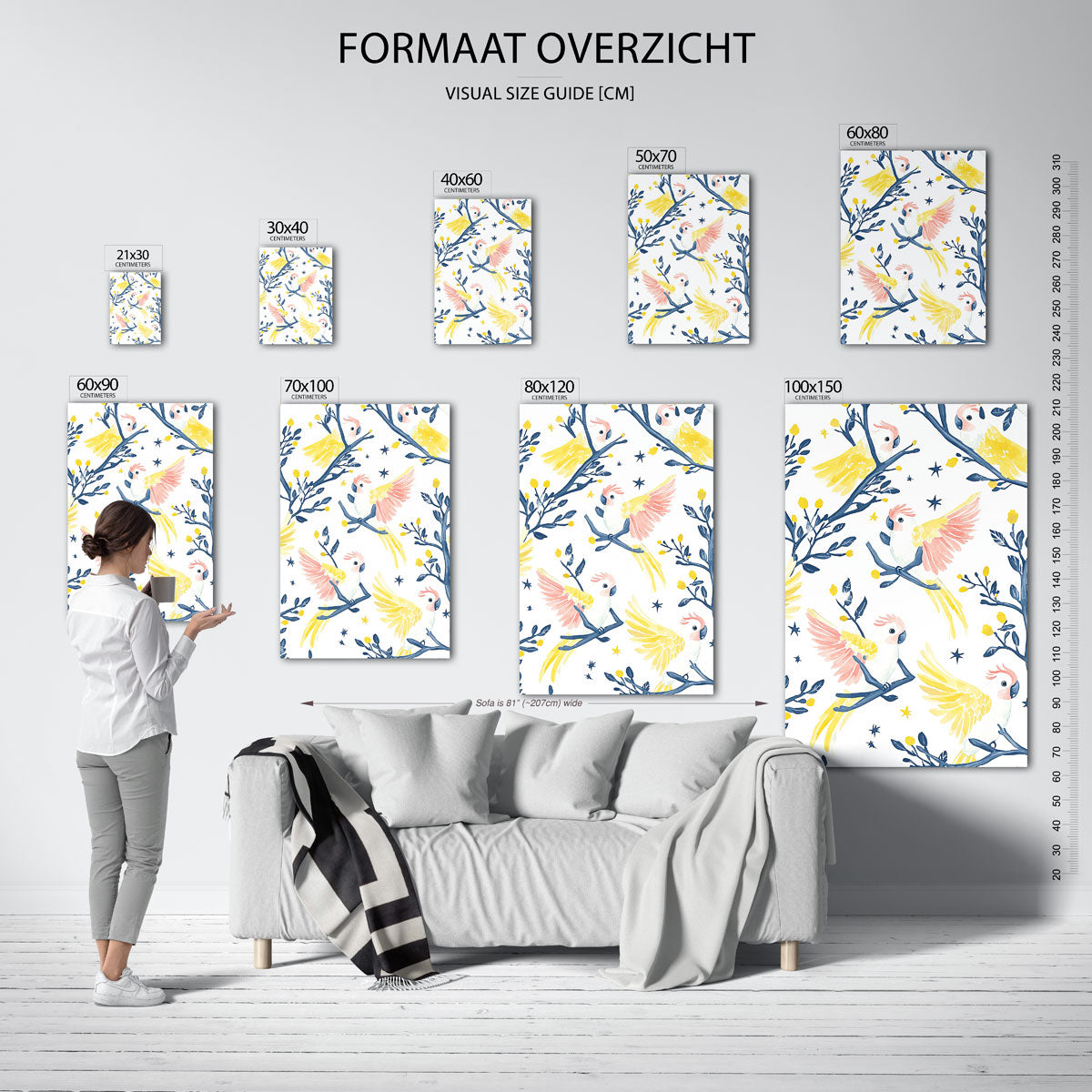 Papegaaien en takken Poster