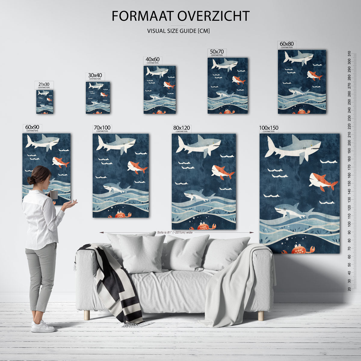 Haaien en krab Poster