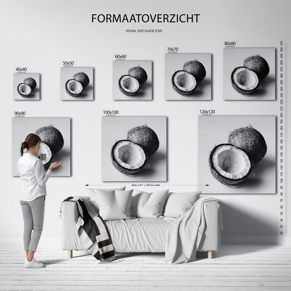 Kokosnoot zwart wit Poster