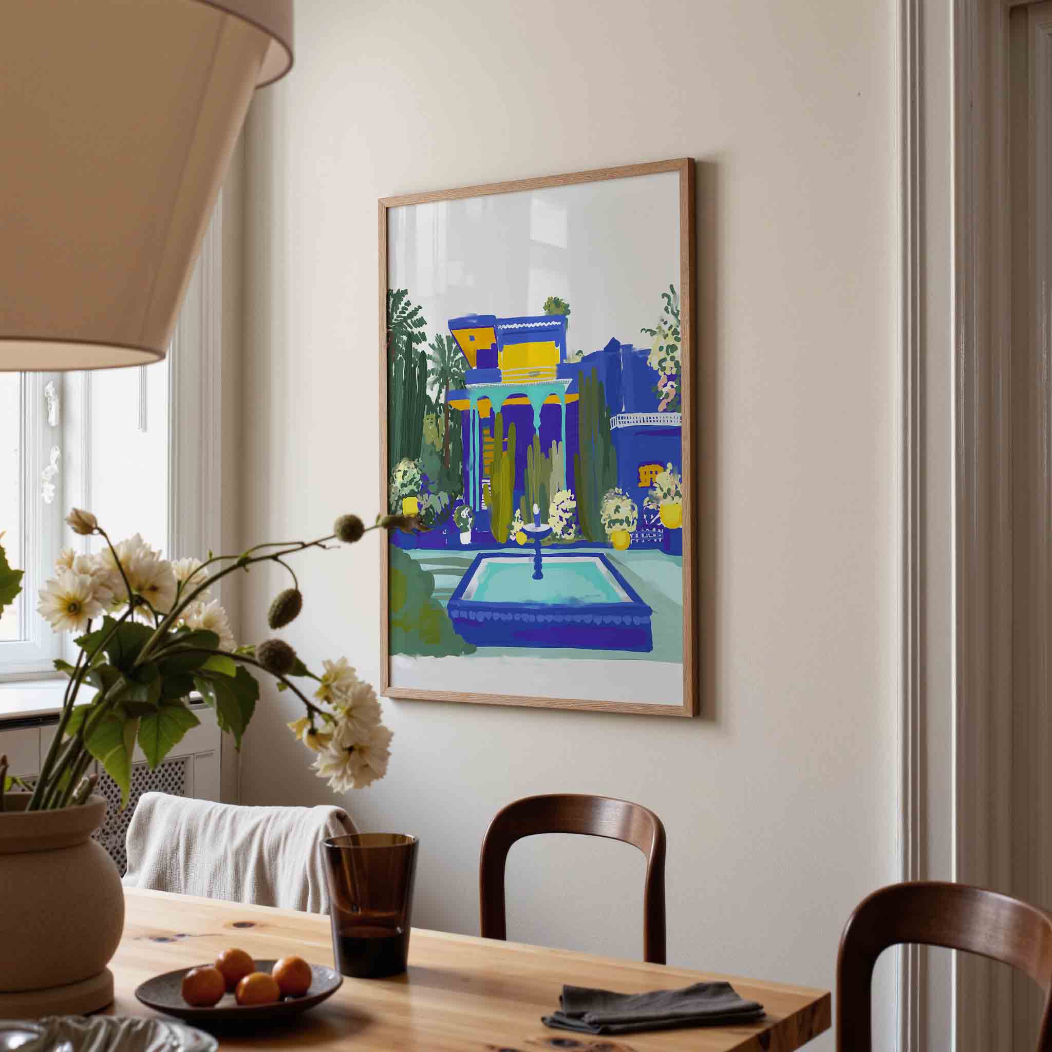 Tuin met fontein Poster