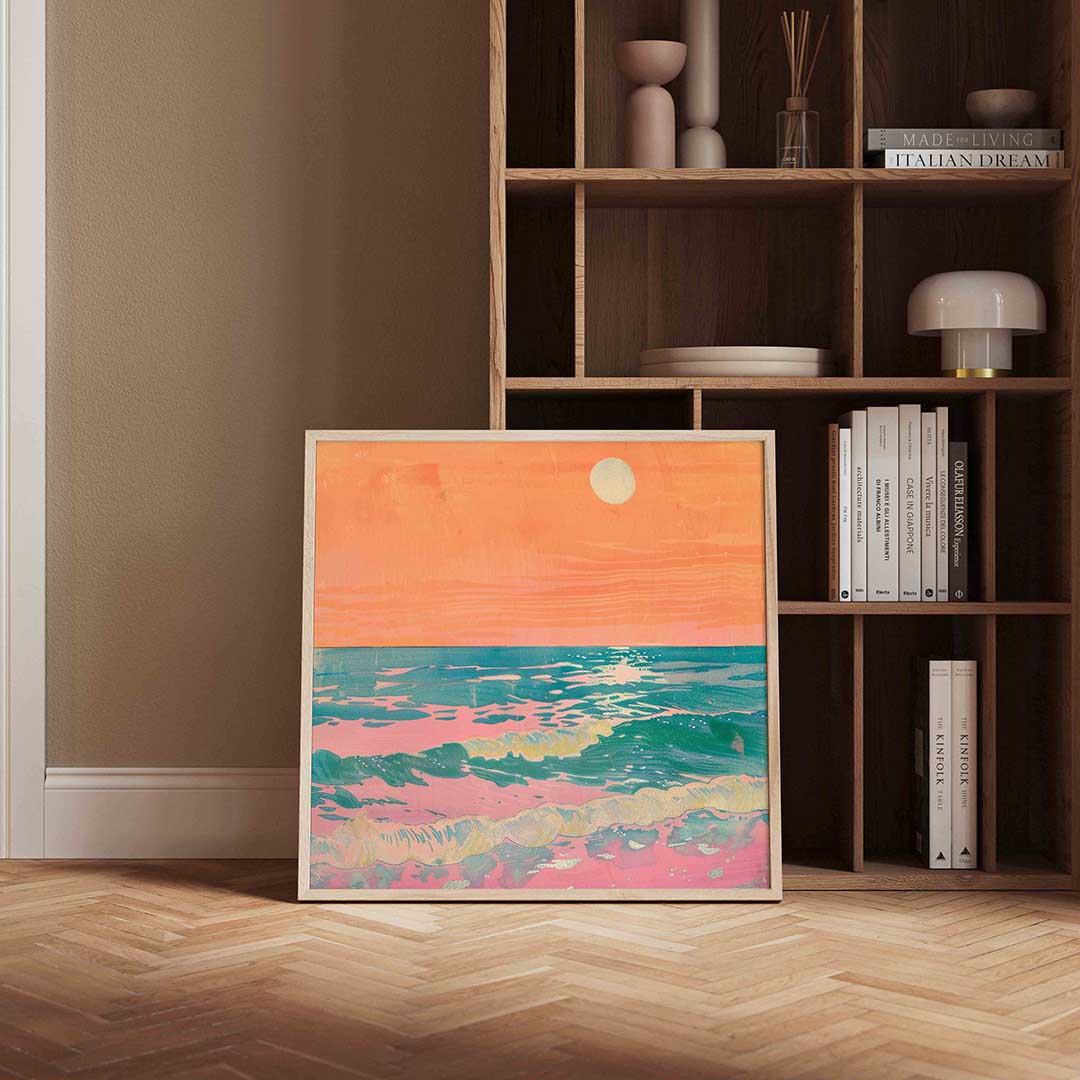 Zonsondergang boven zee Poster