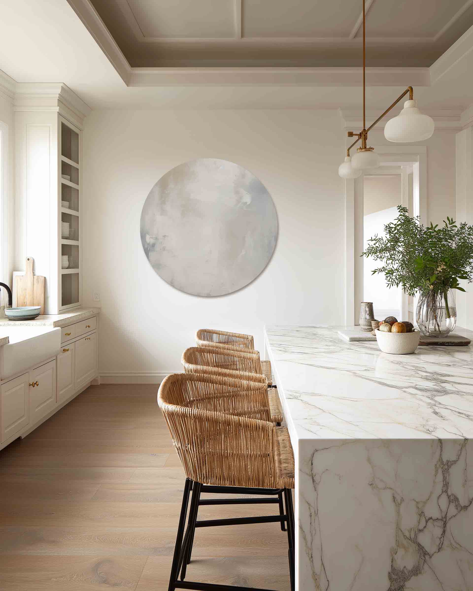 Abstracte beige en witte Muurcirkel