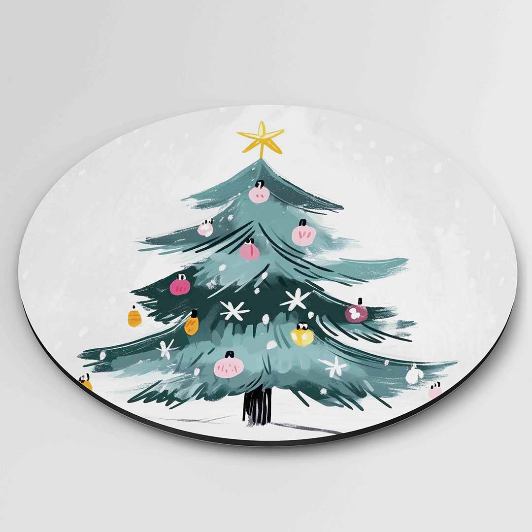 Kerstboom met versiering Muurcirkel