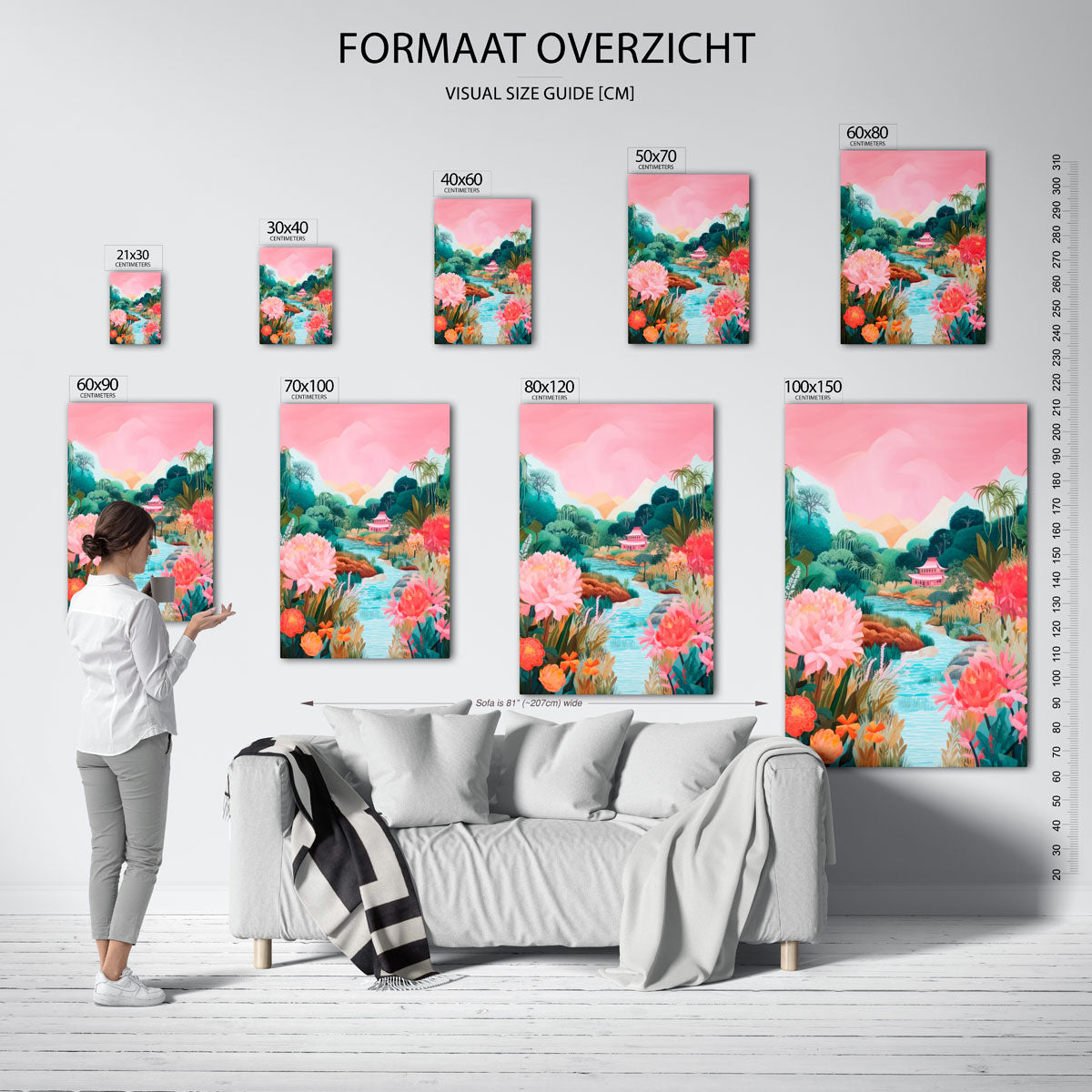 Bloemen en landschap Poster