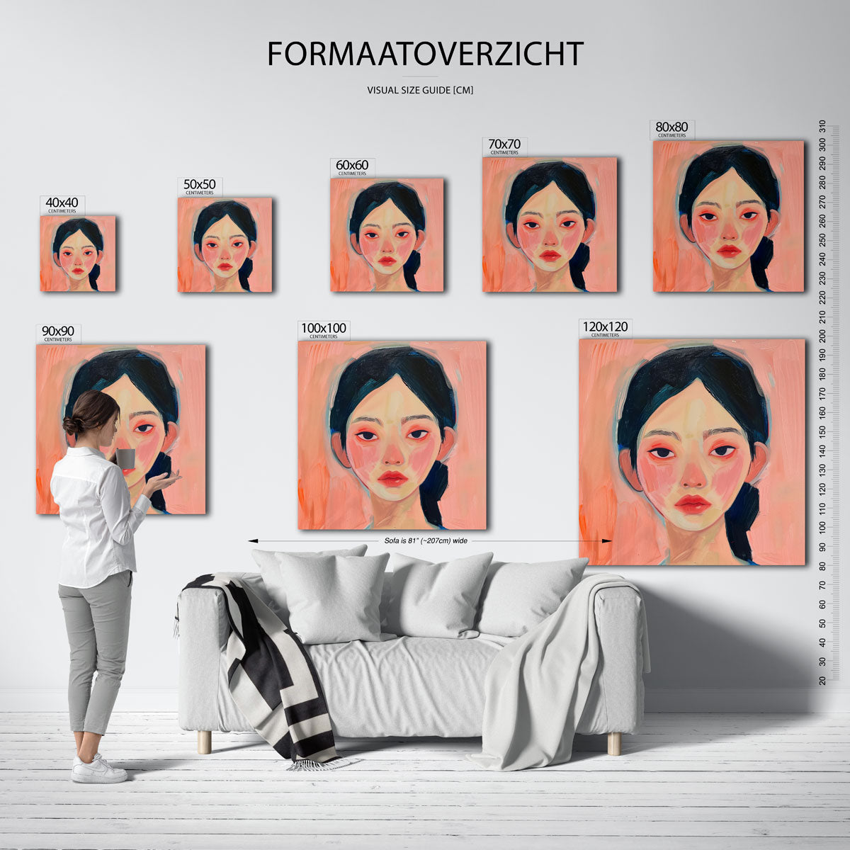 Portret met roze achtergrond Poster