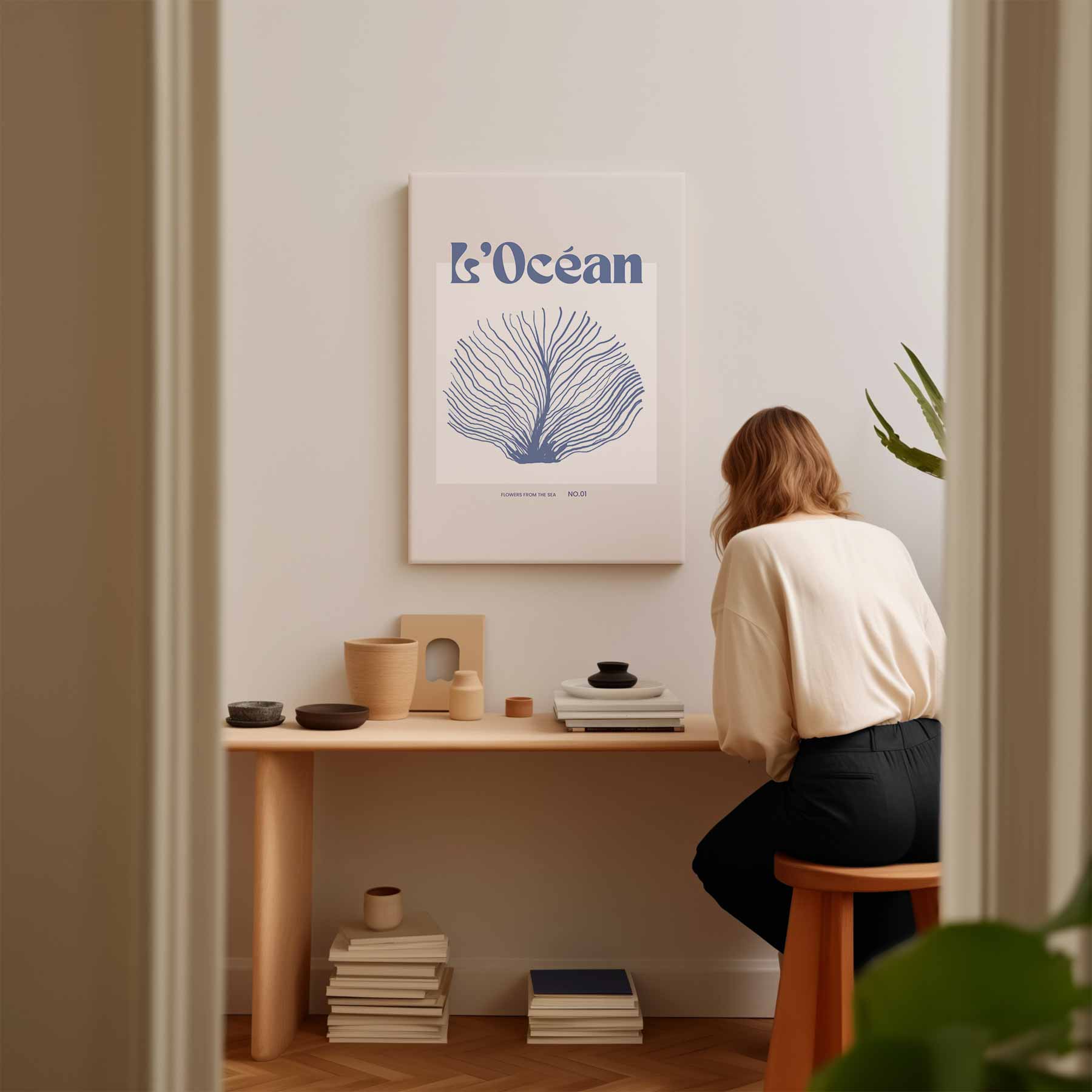 L'Océan: Bloemen uit de Zee Kunstwerk-canvas-dibond-plexiglas-wanddecoratie-WallArtistic