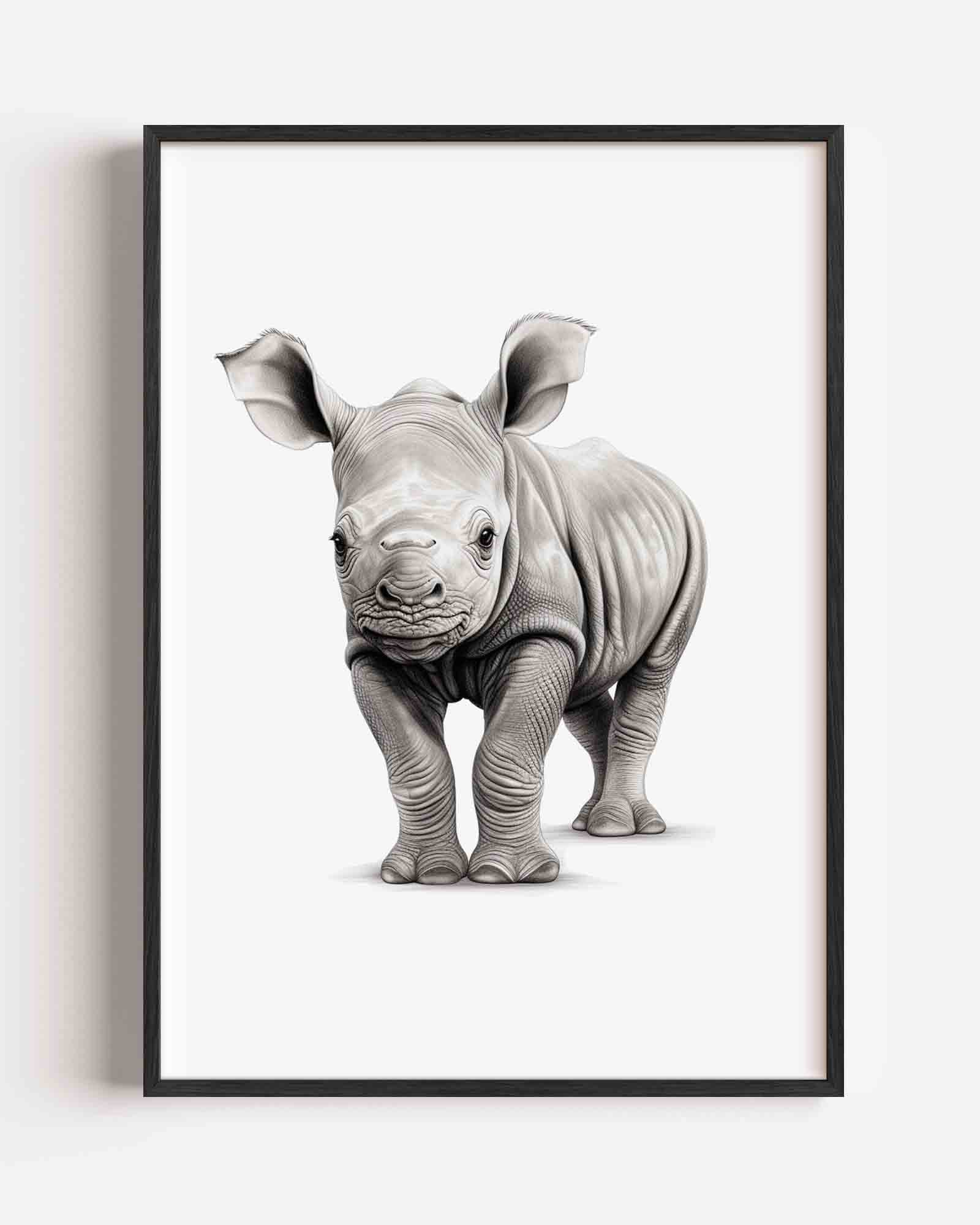 Neushoorn jong Poster