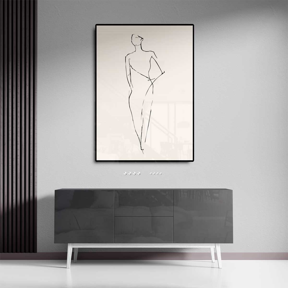 Elegante Lijntekening van een Vrouw Kunstwerk-canvas-dibond-plexiglas-wanddecoratie-WallArtistic