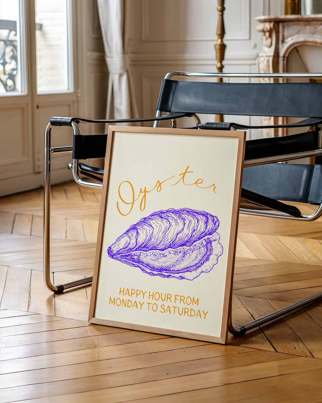 Stijlvolle Oester Illustratie Poster-WallArtistic