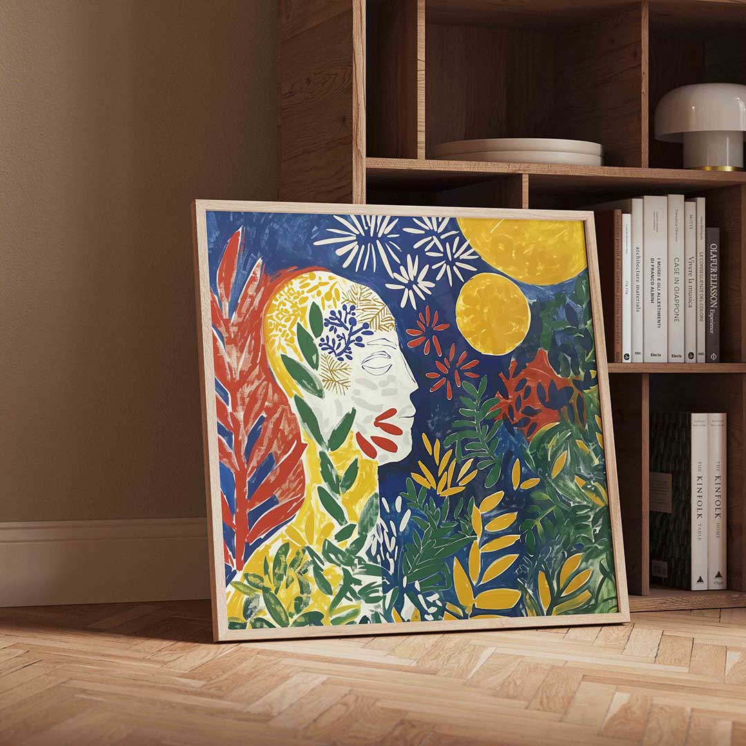 Abstracte natuur en gezicht Poster