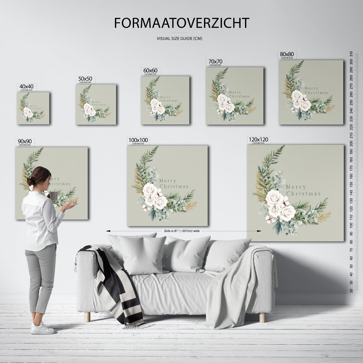 Kerstgroen en rozen Poster