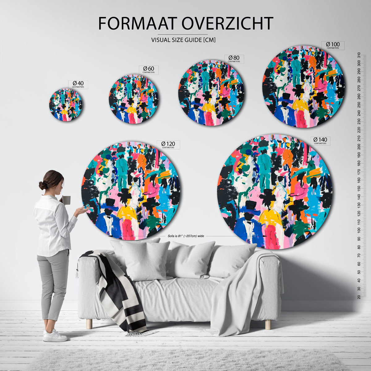 Kleurrijke figuren Muurcirkel