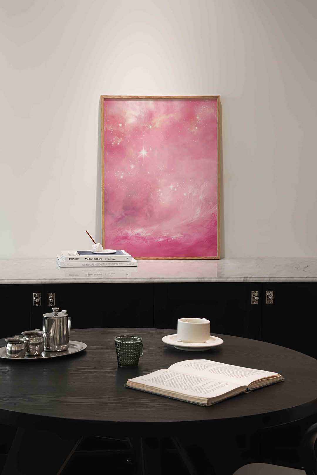 Sterrenhemel in roze Poster