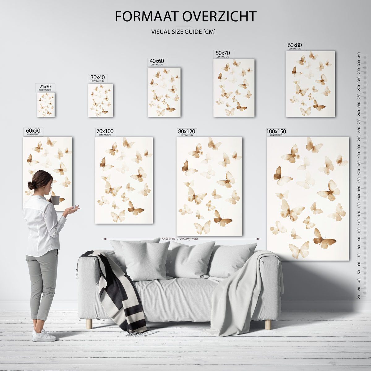 Vlinders in beige Poster