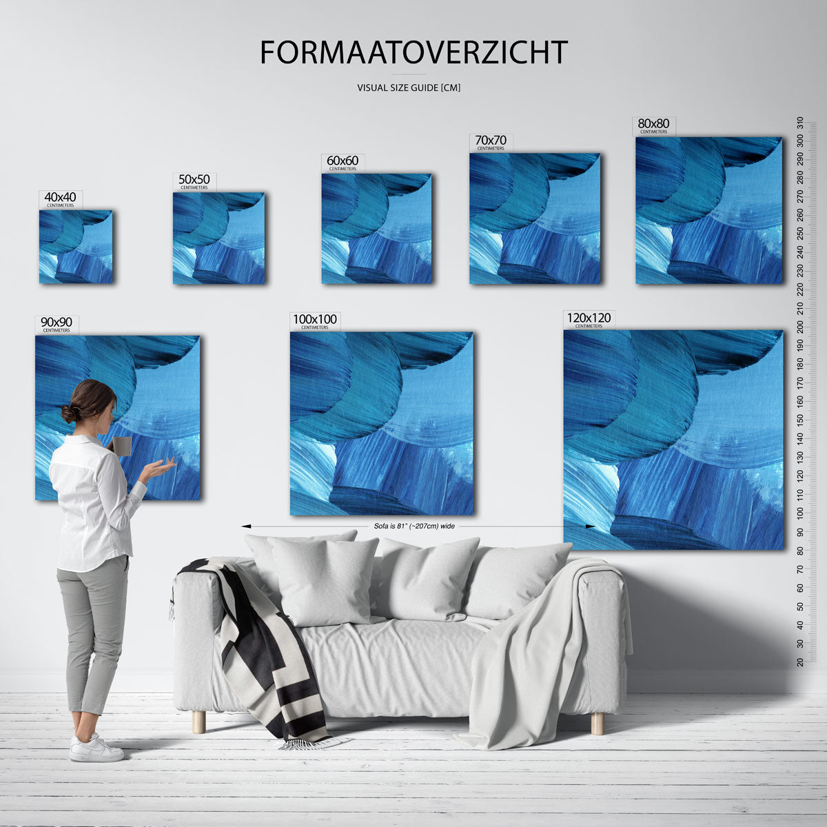 Abstracte blauwe vormen Poster
