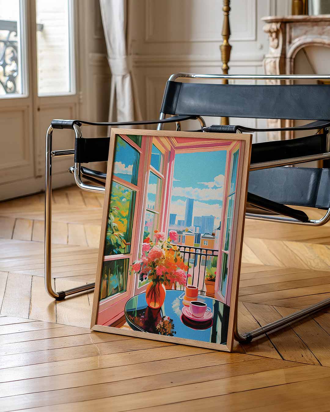 Gezellige Balkon Brunch Poster-WallArtistic