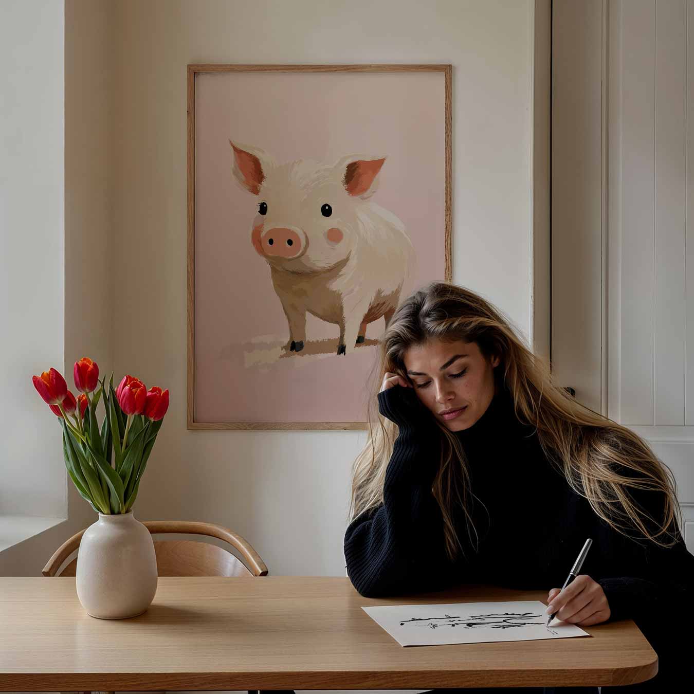 Schattige Varkentje Kunstposter-WallArtistic