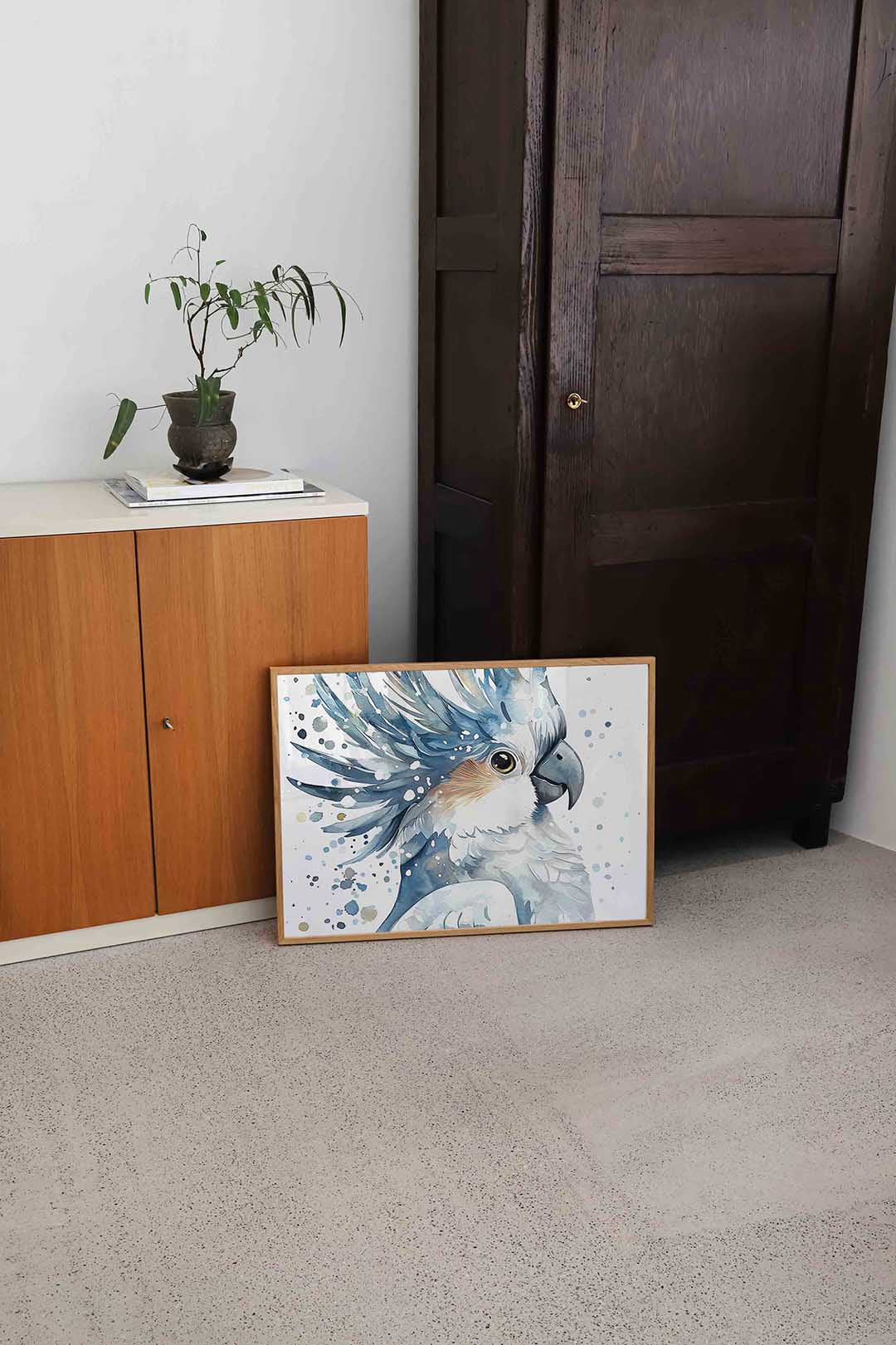 Papegaai met blauwe veren Poster