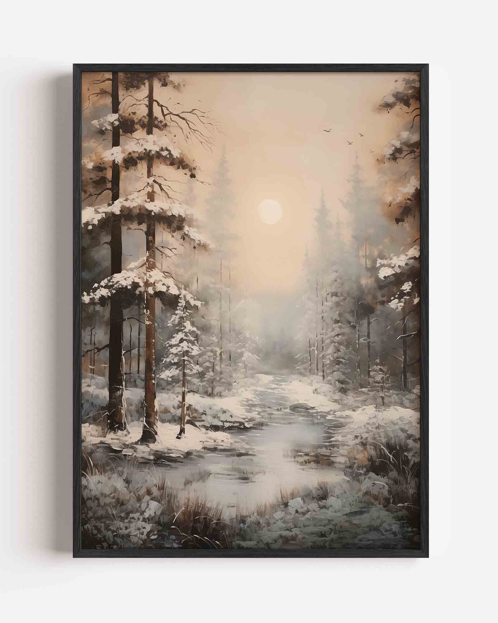 Sneeuwlandschap met bomen Poster