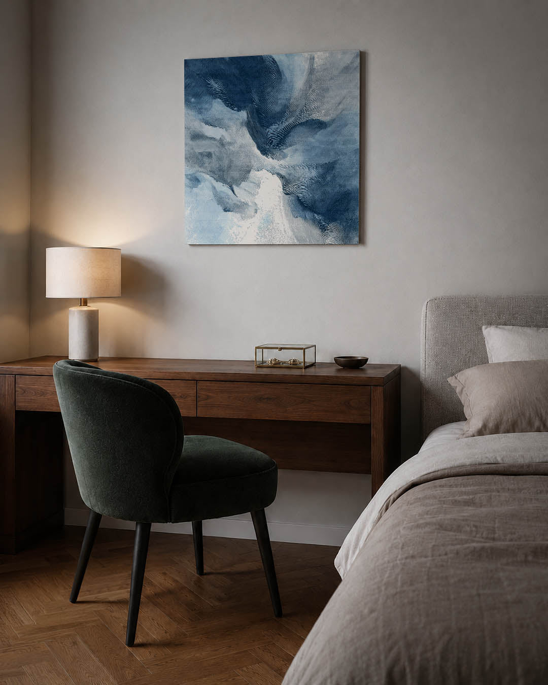 Golvende blauwe vormen Kunstwerk