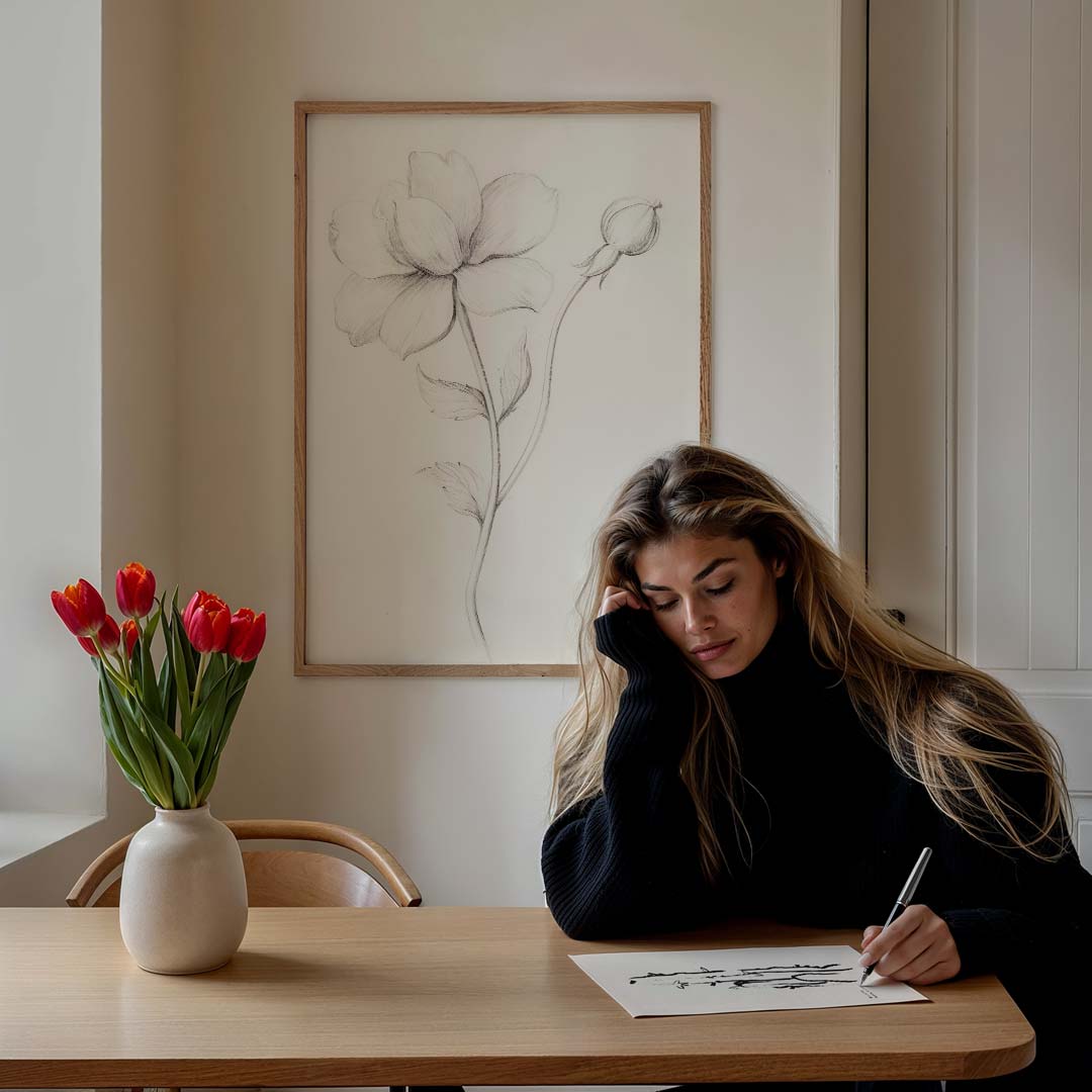 Elegante Bloemillustratie Poster-WallArtistic