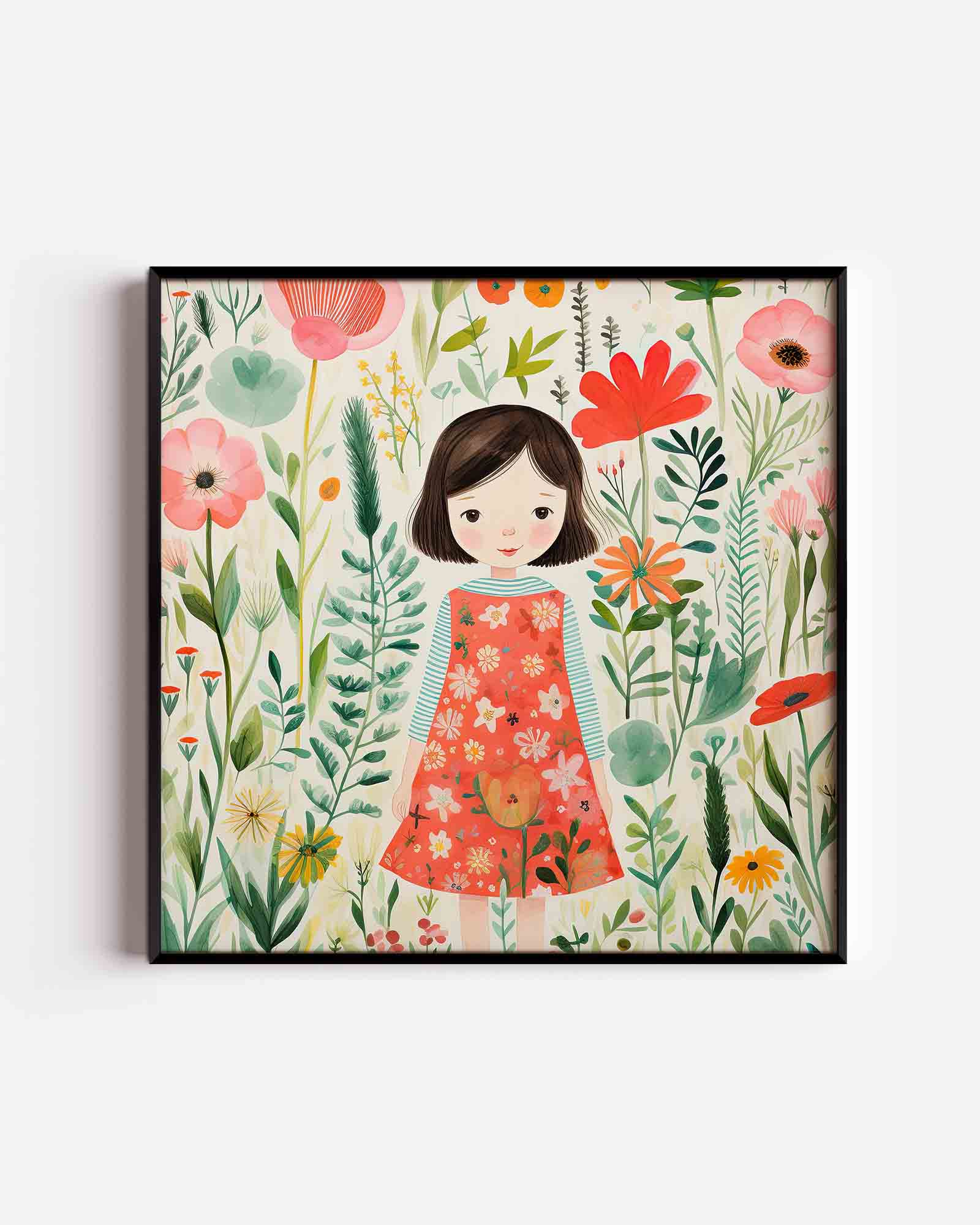 Meisje tussen bloemen Poster