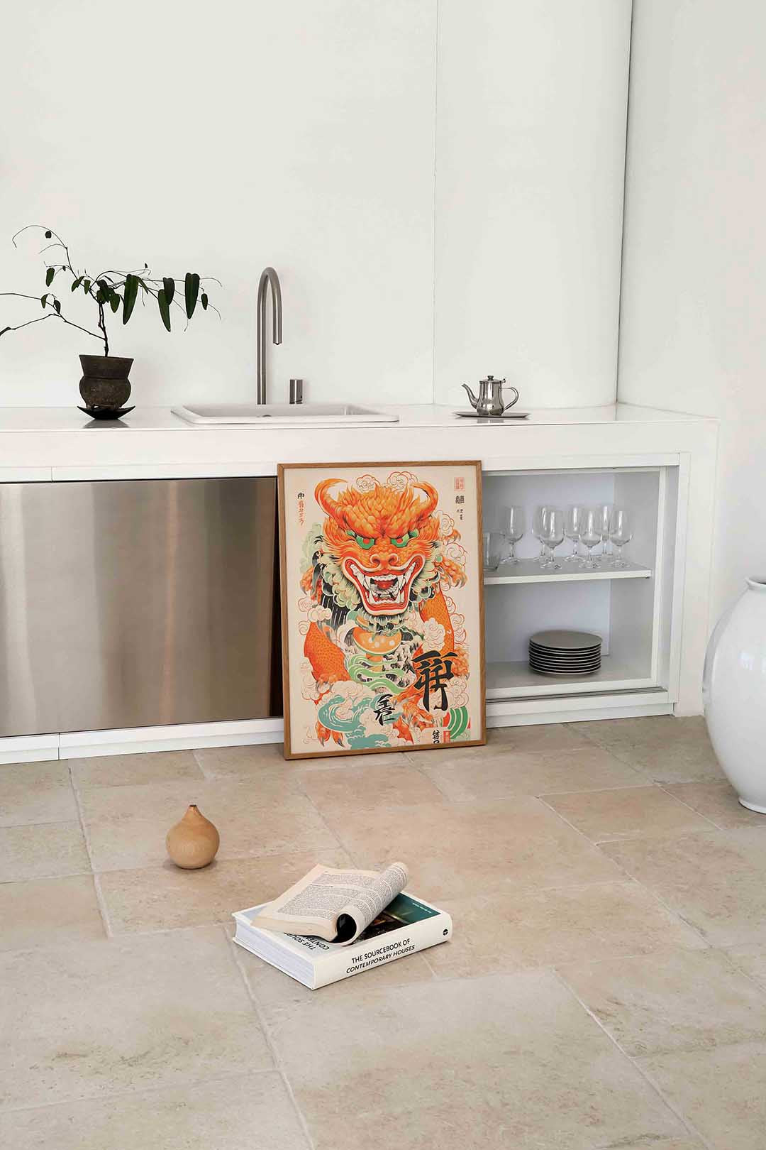 Draak met vurige manen Poster