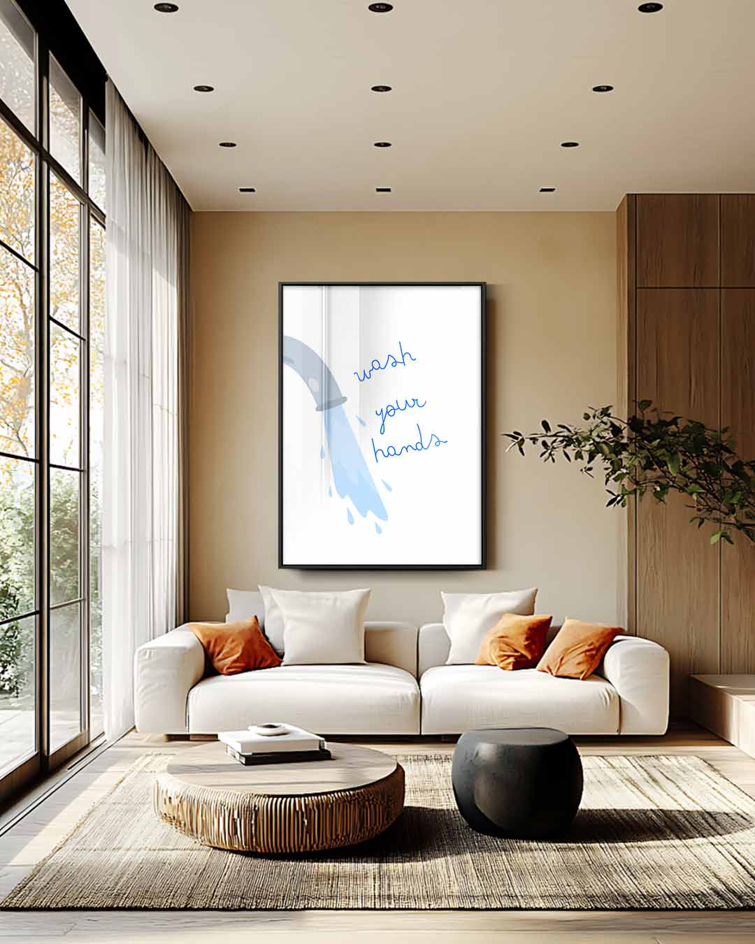 Handen Wassen Illustratie Kunstwerk-canvas-dibond-plexiglas-wanddecoratie-WallArtistic