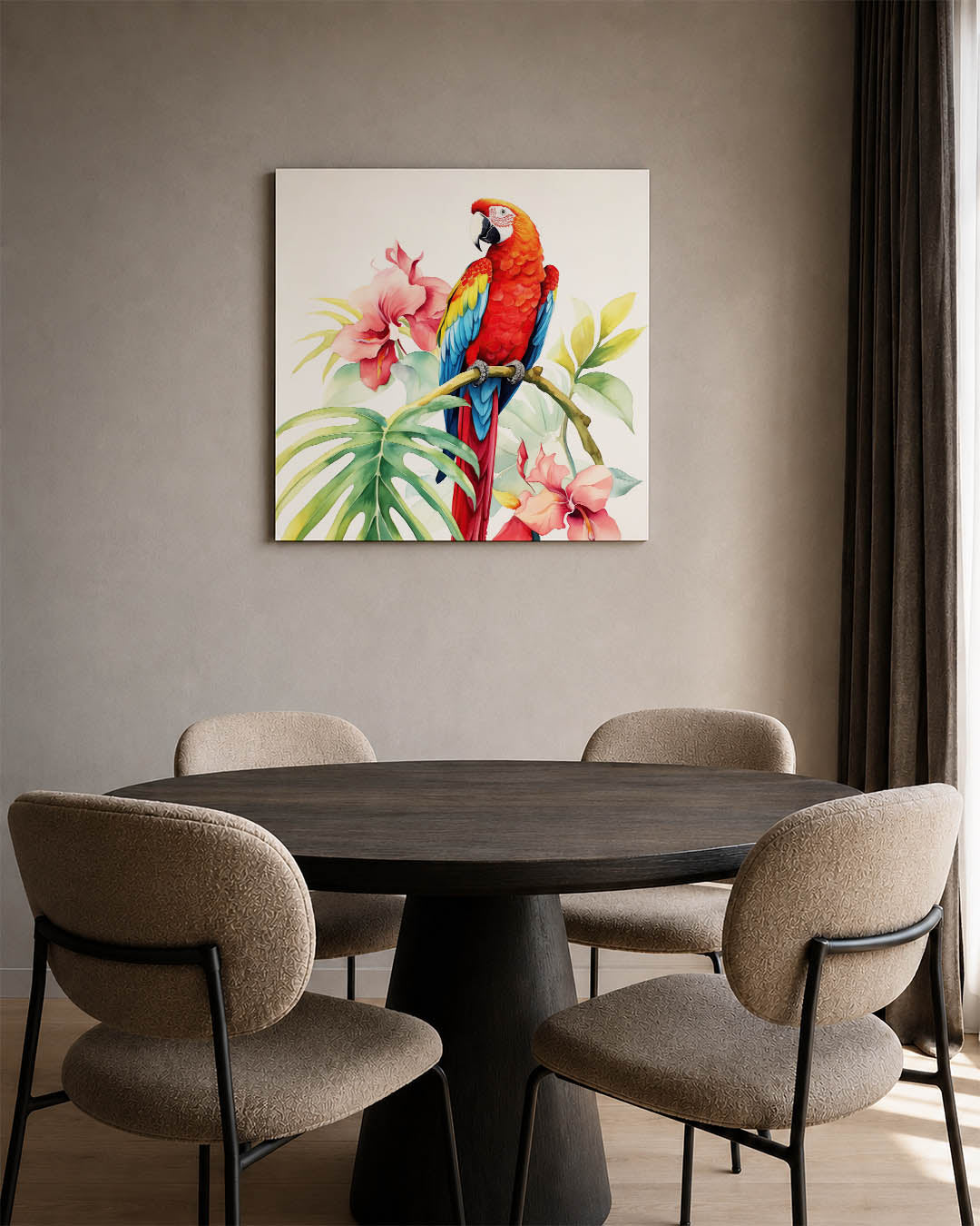 Exotische vogel en bloemen Kunstwerk