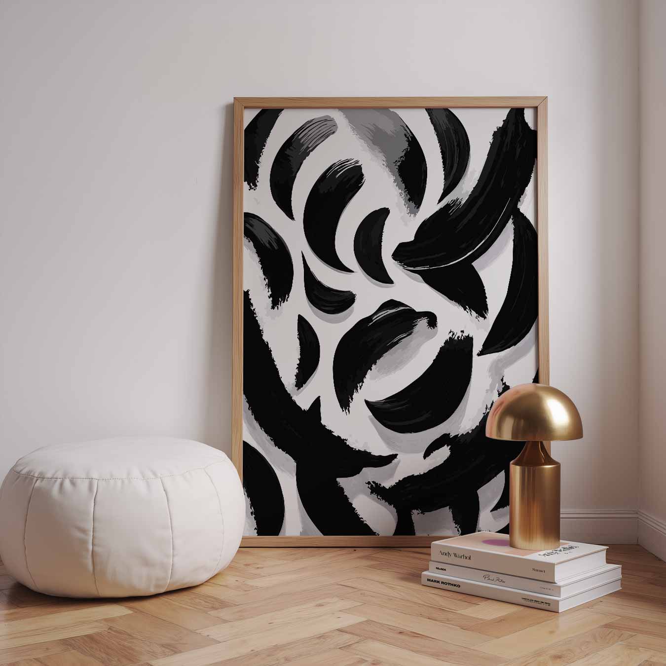 Modern Abstract Zwart-Wit Poster-WallArtistic