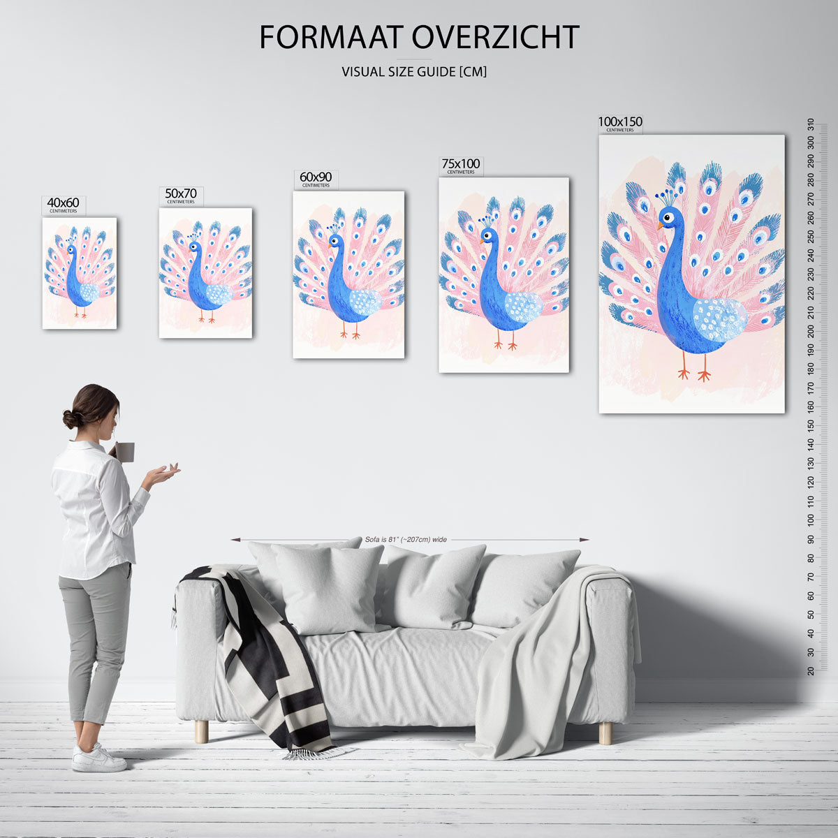 Vrolijke pauw illustratie Kunstwerk