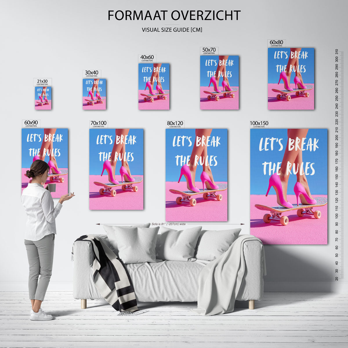 Skateboard en hakken Poster