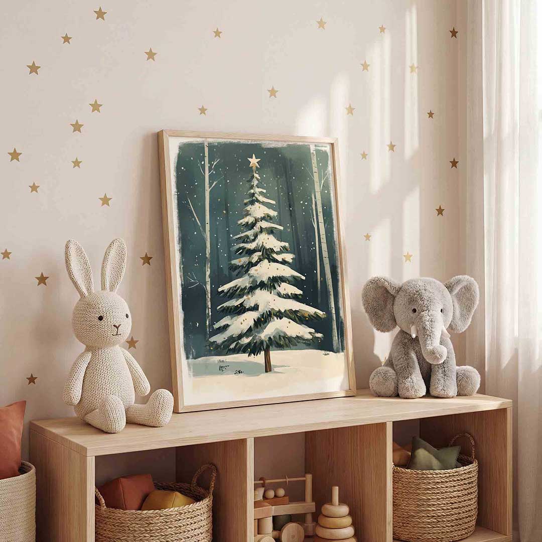 Kerstboom met sneeuw Poster