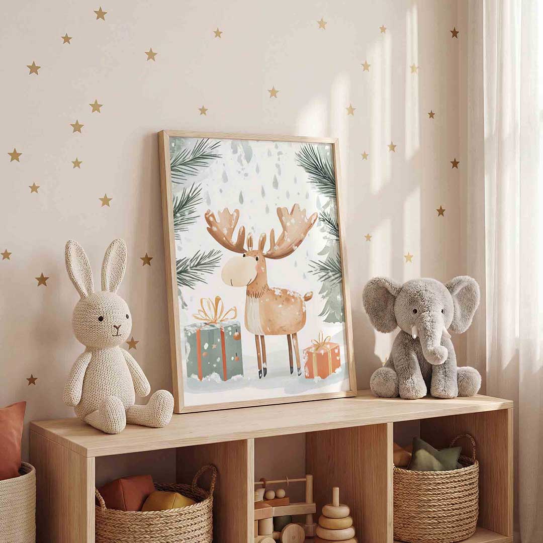 Rendier met cadeaus Poster