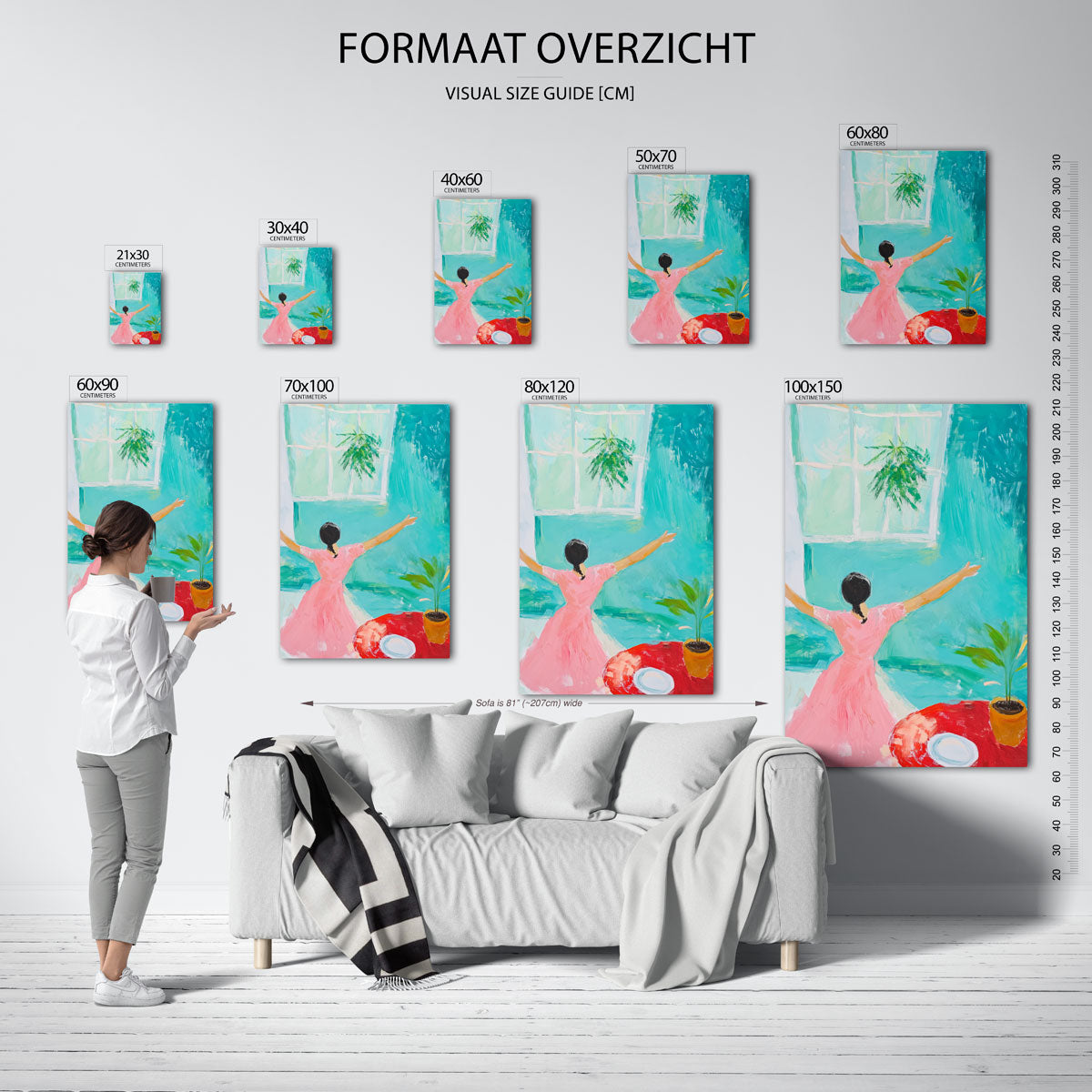 Vrouw bij raam Poster
