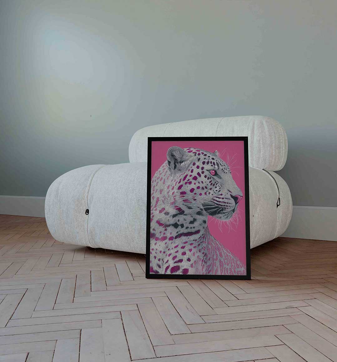 Luipaard op roze Poster