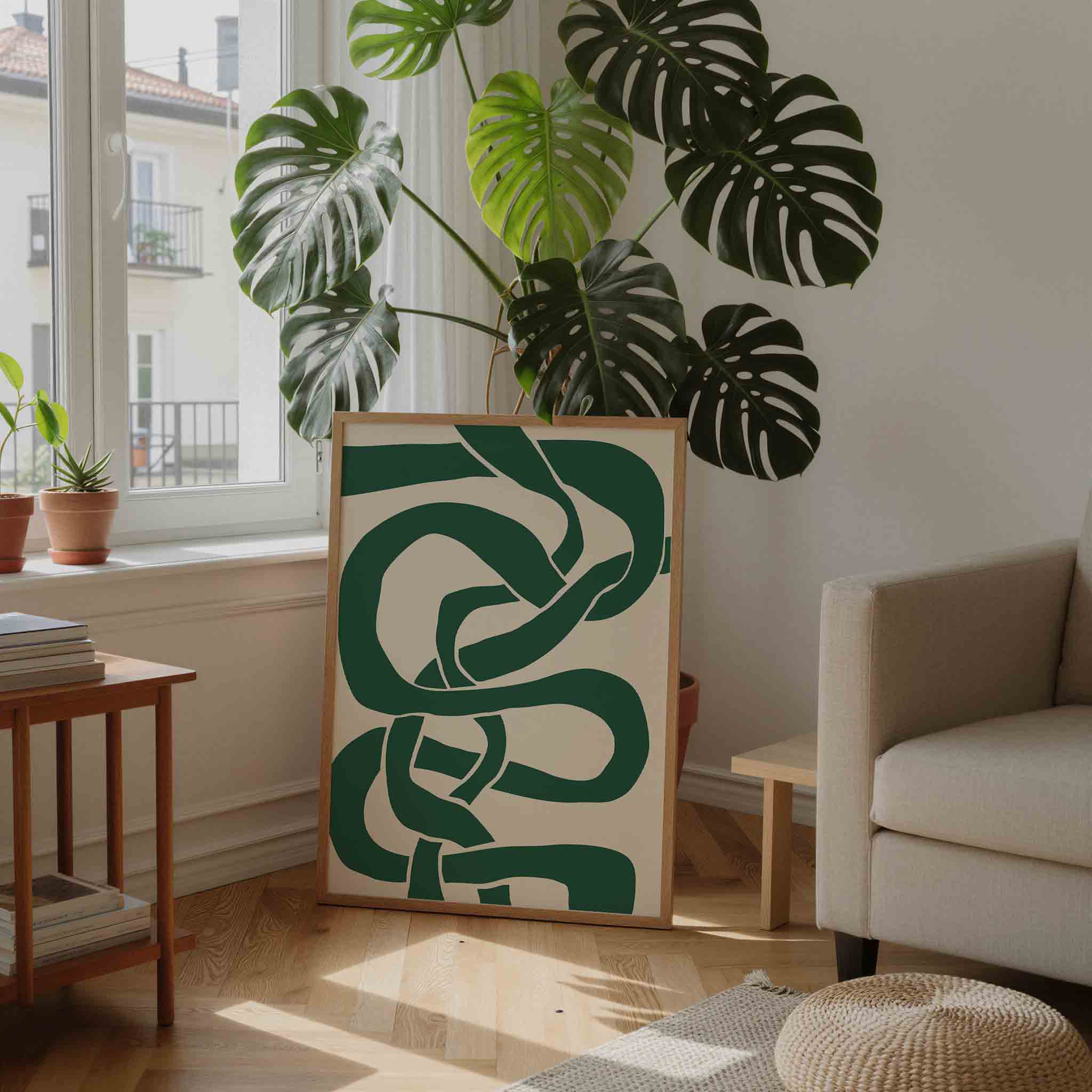 Groene kronkelende vormen Poster