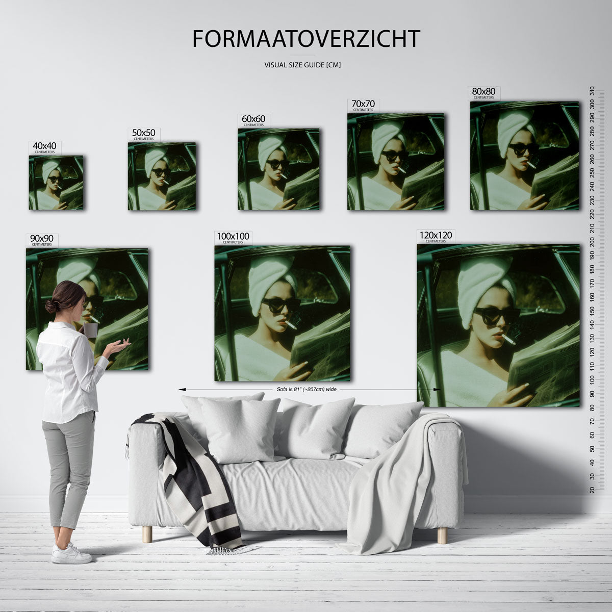 Vrouw met zonnebril en krant Poster
