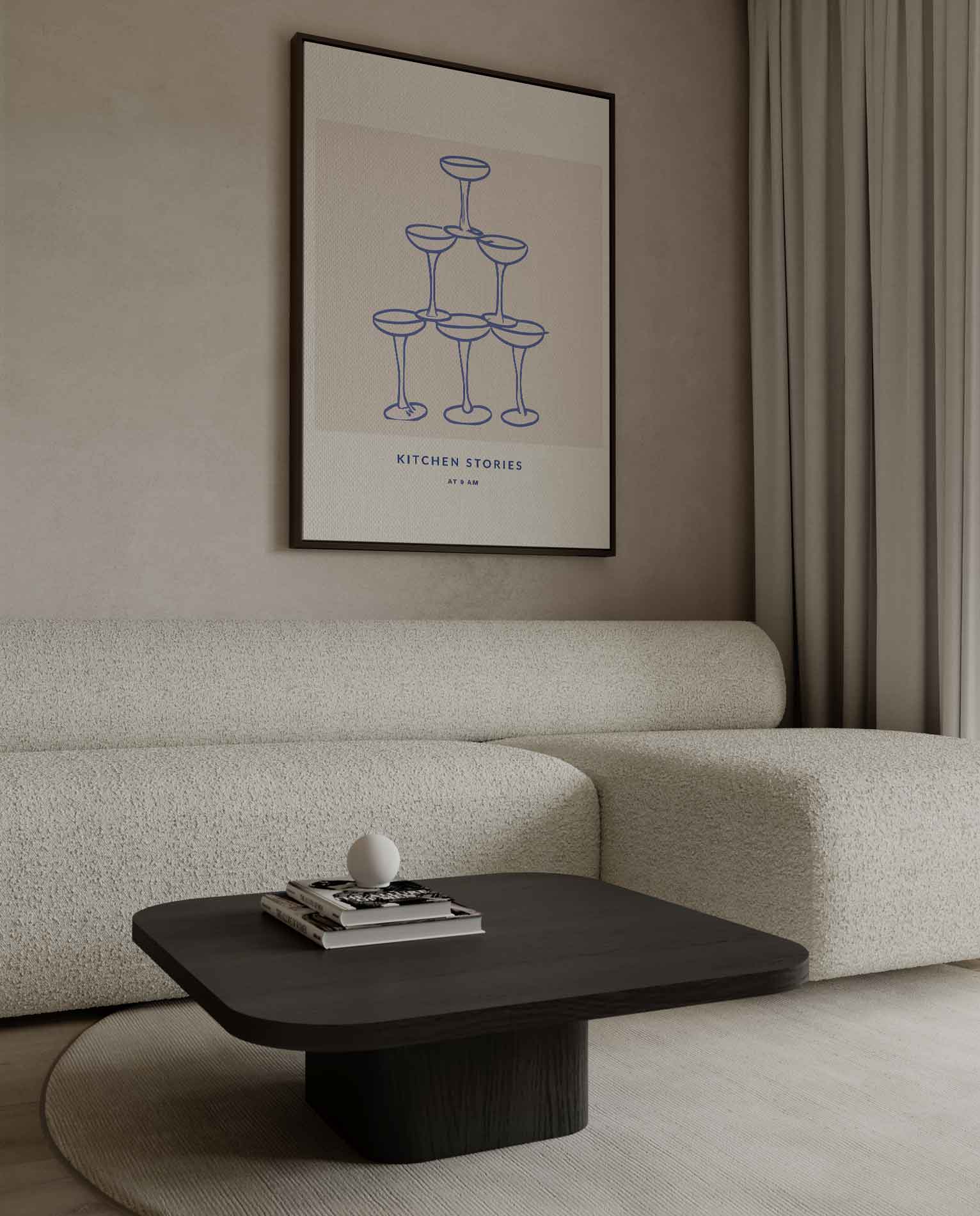 Champagneglas Piramide Illustratie Kunstwerk-canvas-dibond-plexiglas-wanddecoratie-WallArtistic