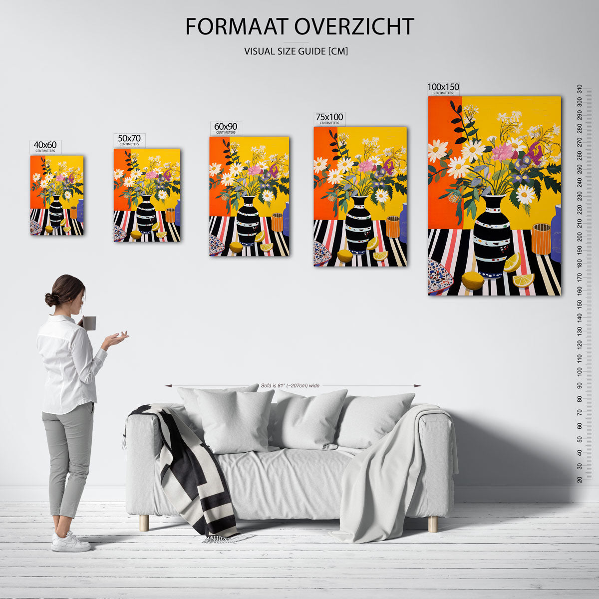 Bloemen en strepen Kunstwerk