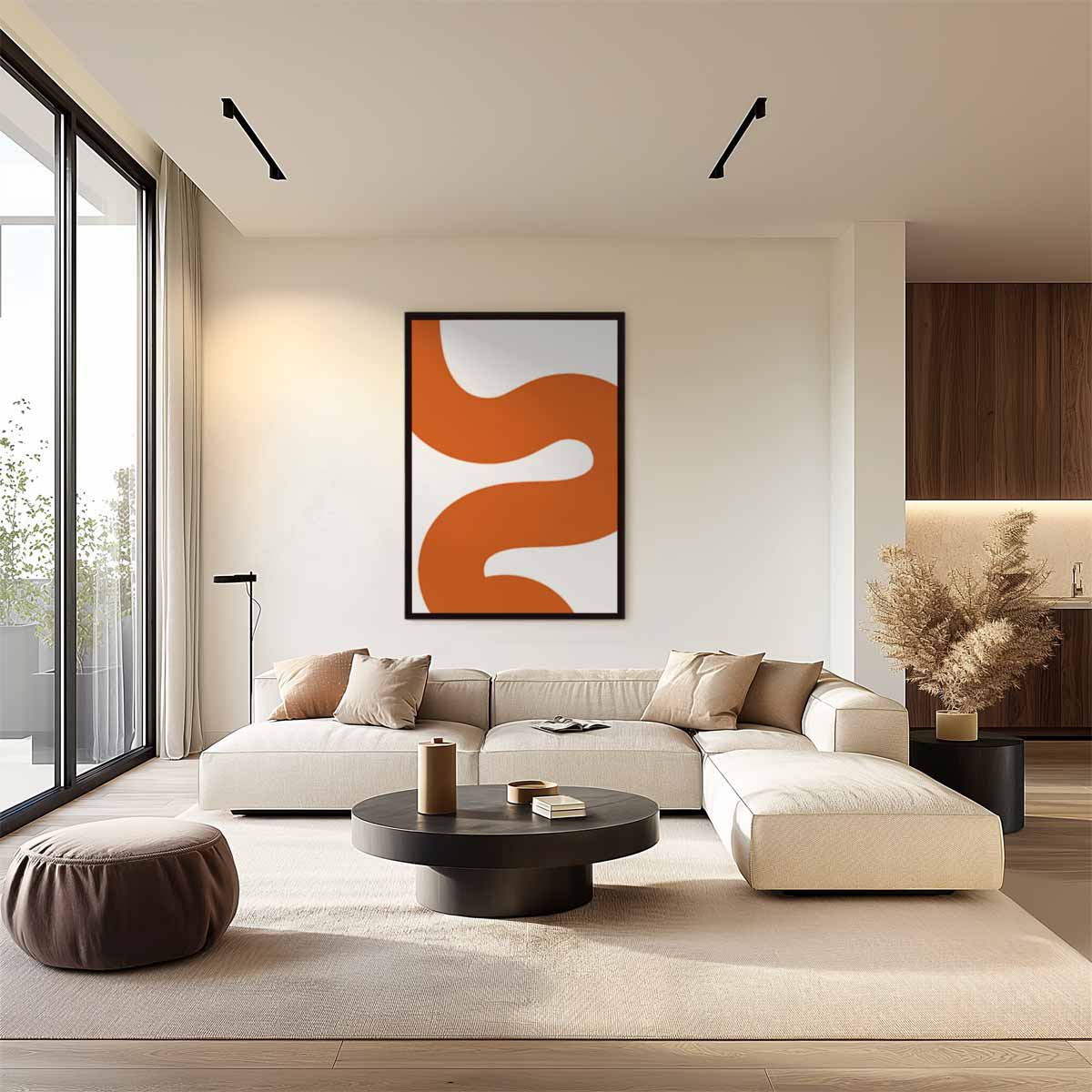 Golvend Oranjepatroon Kunstwerk-canvas-dibond-plexiglas-wanddecoratie-WallArtistic
