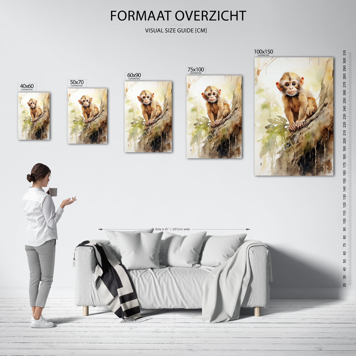 Jonge aap op tak Kunstwerk