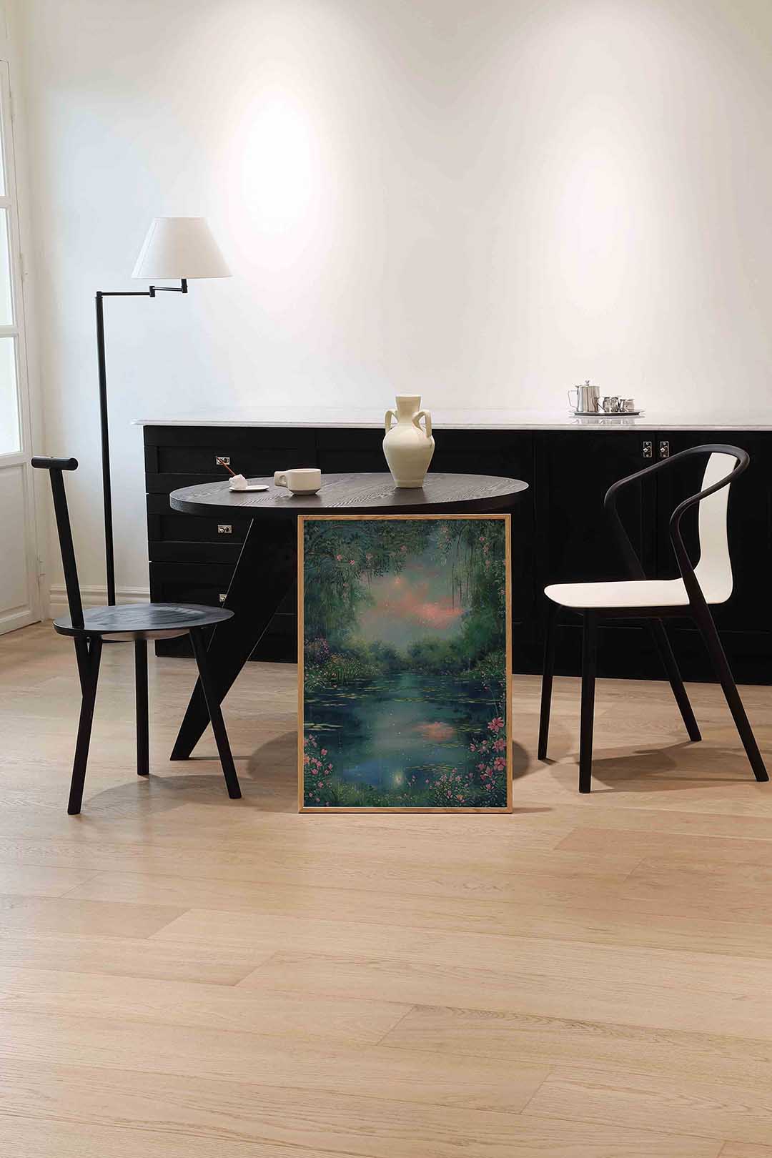 Sereen landschap met bloemen Poster