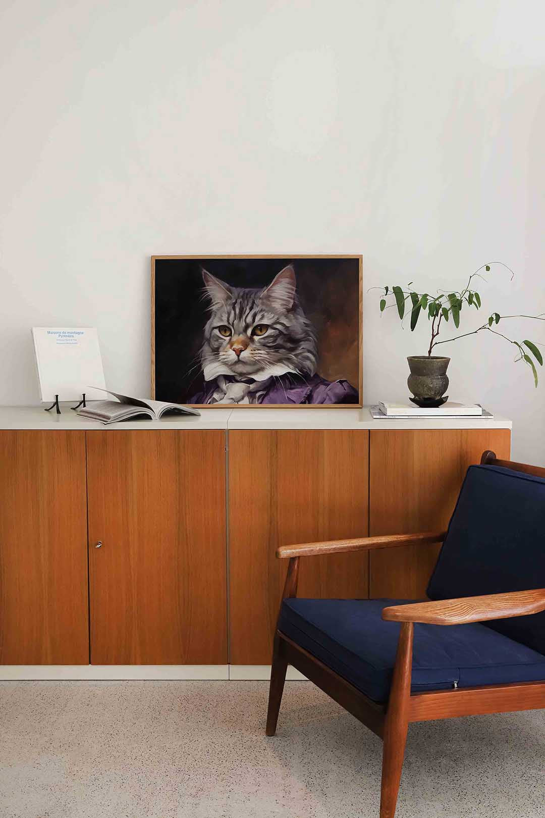Kat met paarse jas Poster